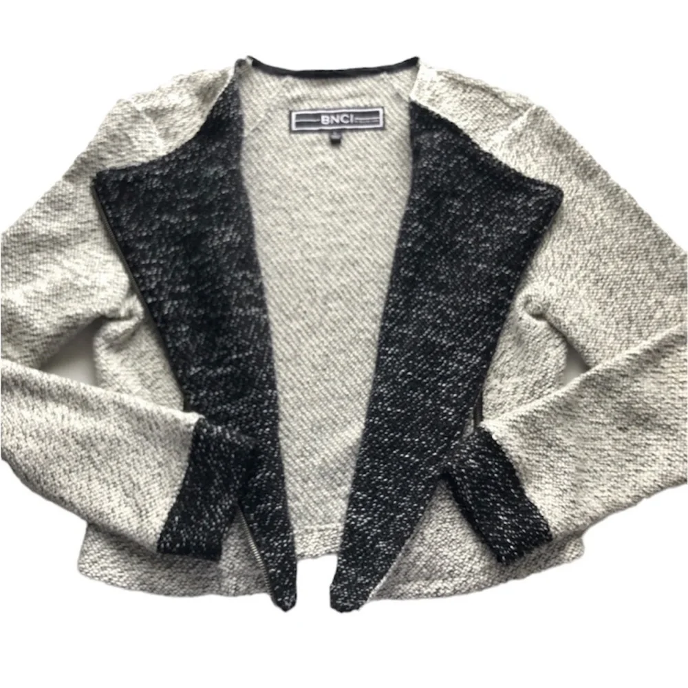 BNCI By Blanc Noir Asymmetrical Zip Sweater Coat Cardigan
